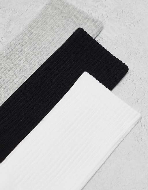 Men Cotton On 3 pack socks in black white and gray