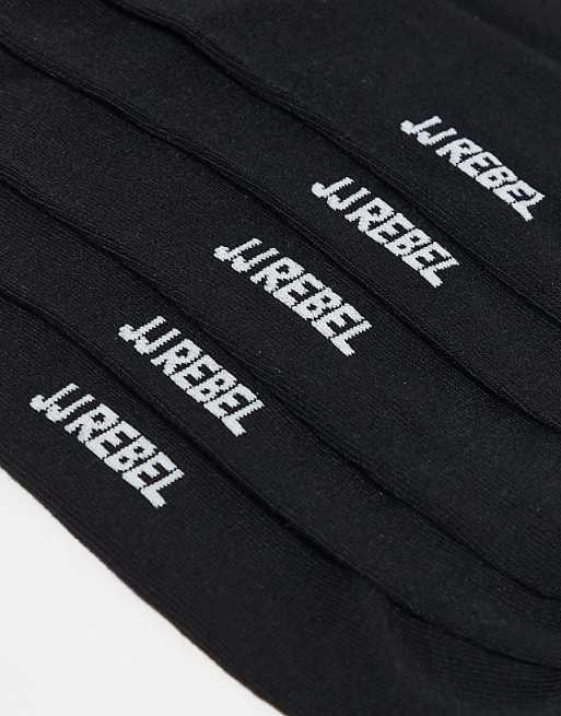 Men JJ Rebel 5-pack sneaker socks in black