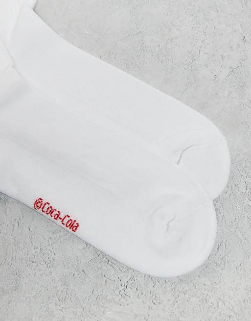 Men ASOS DESIGN Coke embroidery socks in white