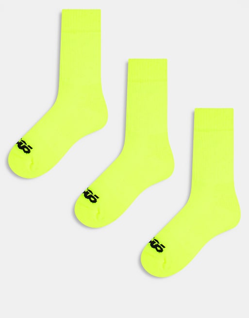 Men 4505 running socks with arch support and antibacterial finish in neon yellow
