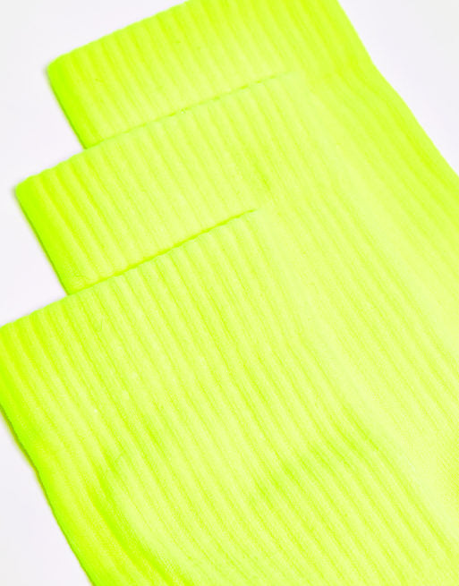 Men 4505 running socks with arch support and antibacterial finish in neon yellow