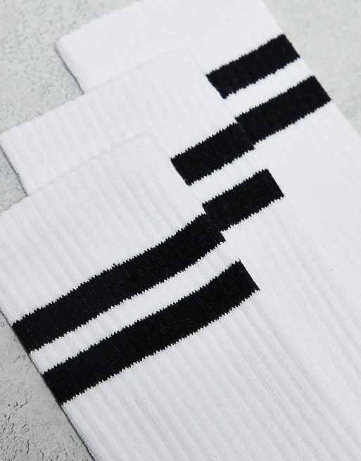 Men Cotton On 3 pack essential socks in white sport stripe