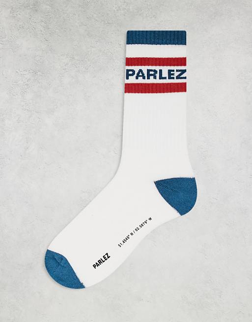 Men Parlez strive contrast stripe socks in light blue multi