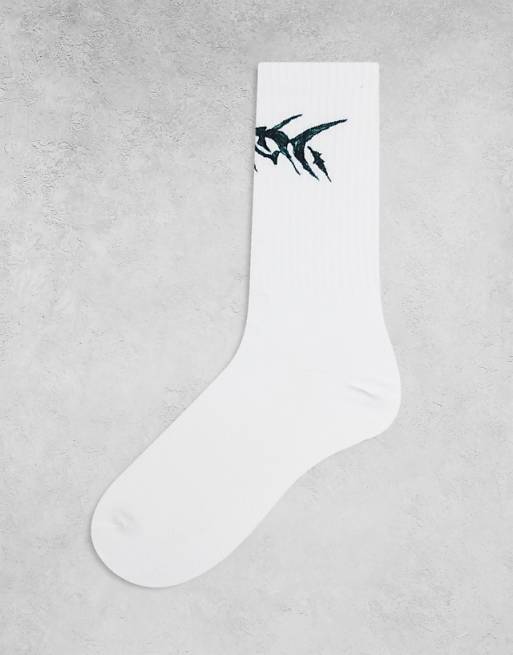 Men Weekday sport socks with graphic in white