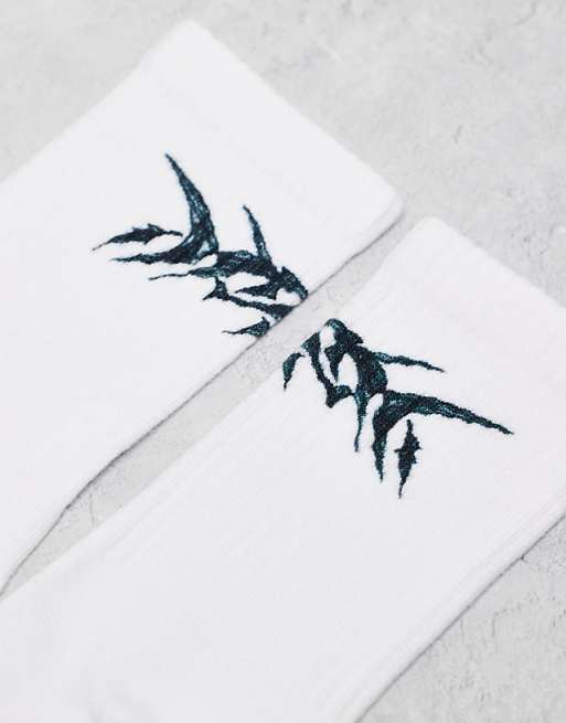 Men Weekday sport socks with graphic in white