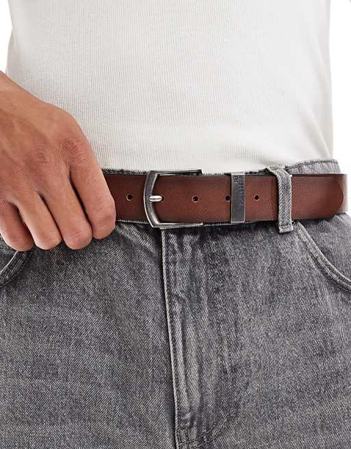 Pull&bear Faux Leather Belt In Brown