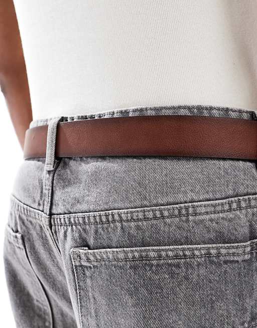 Pull&bear Faux Leather Belt In Brown
