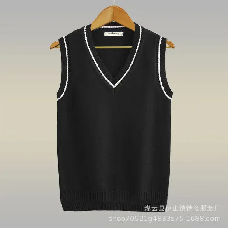 Men’s Thick Striped V-Neck Sweater Vest