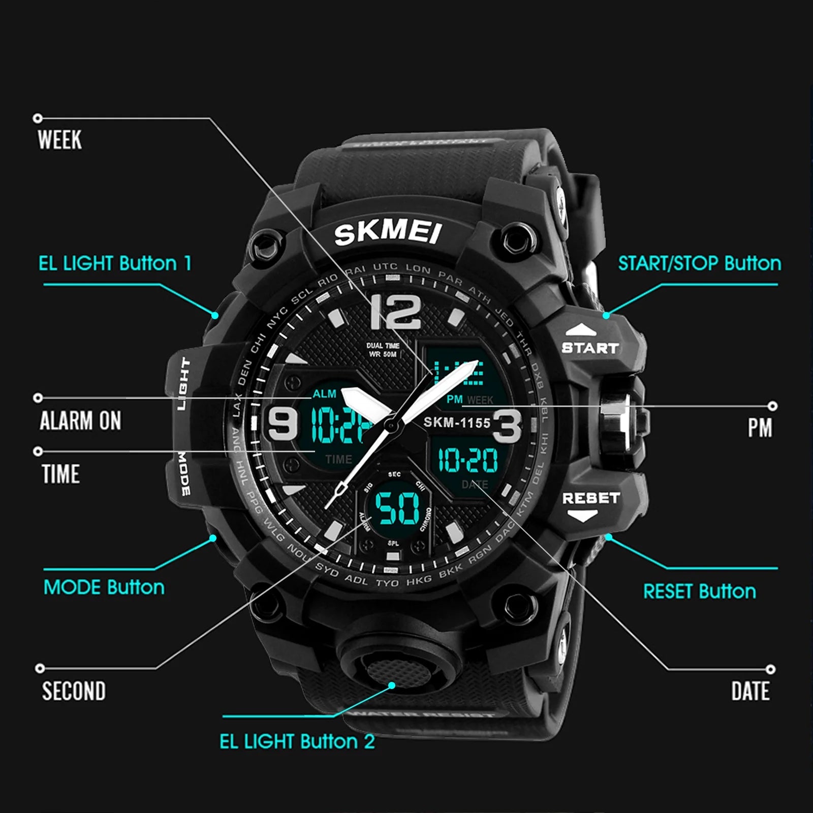SKMEI Men's Military Watch, Waterproof Watches for Men