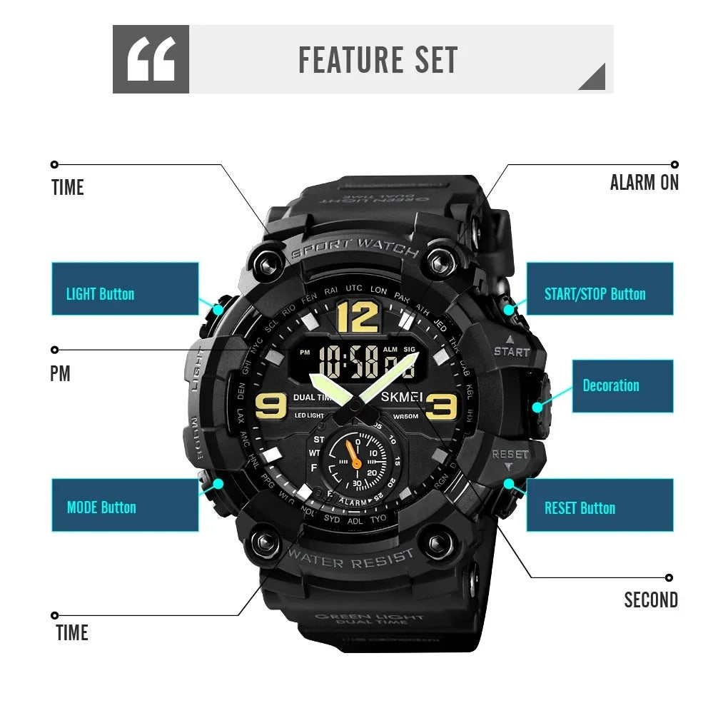 Men's Dual Movement Sport Watch Black