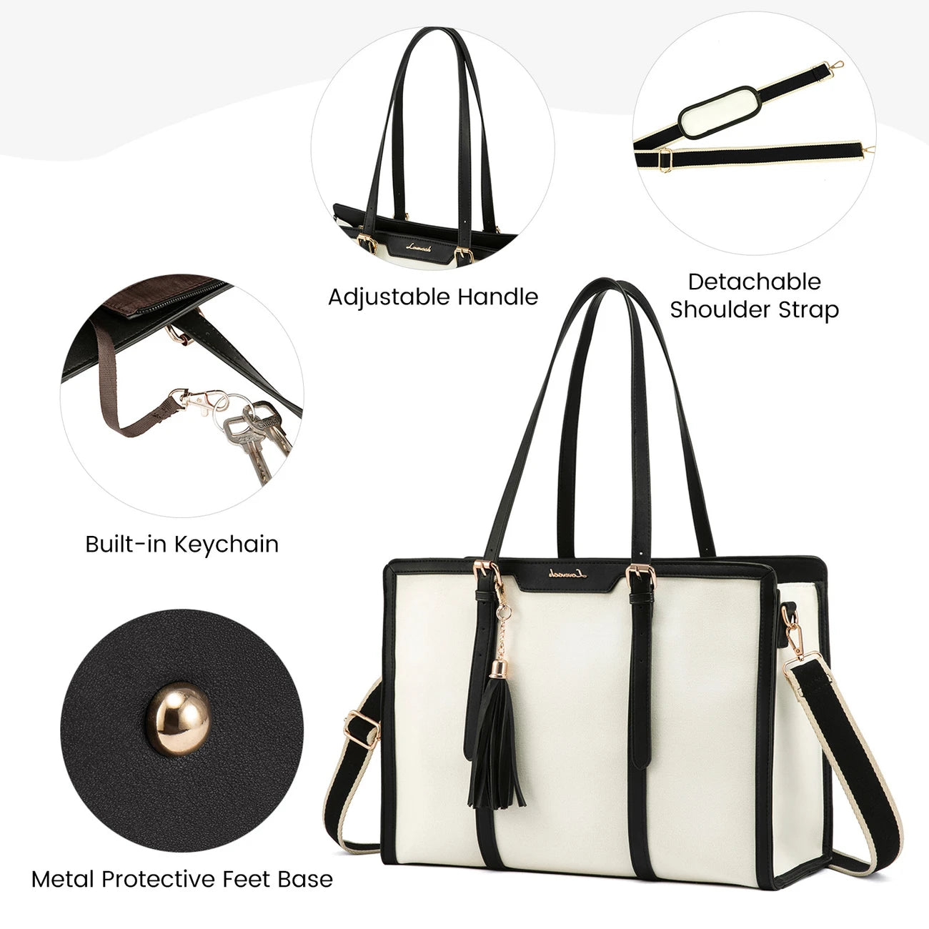 Women, 15.6 inch Canvas Computer bag with Clutch Purse for Business, Travel, Casual
