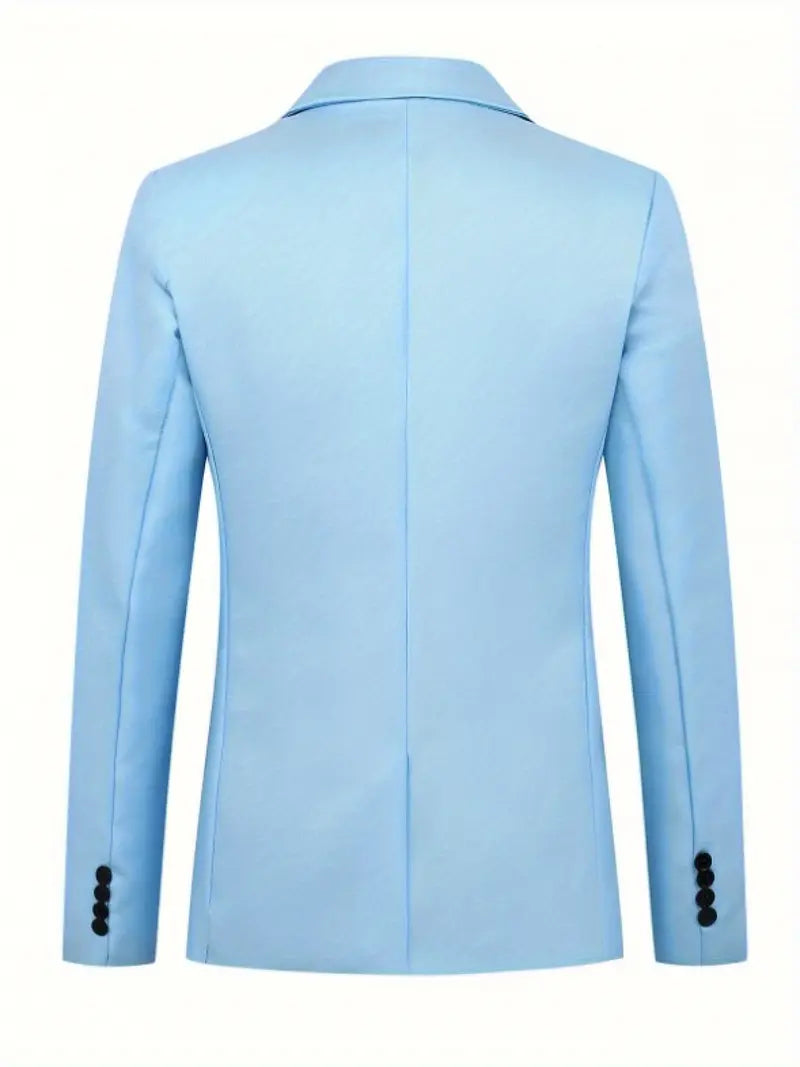 The Slim Fit Single-Breasted Lapel Single-Row One-Button Blazer Lake Blue
