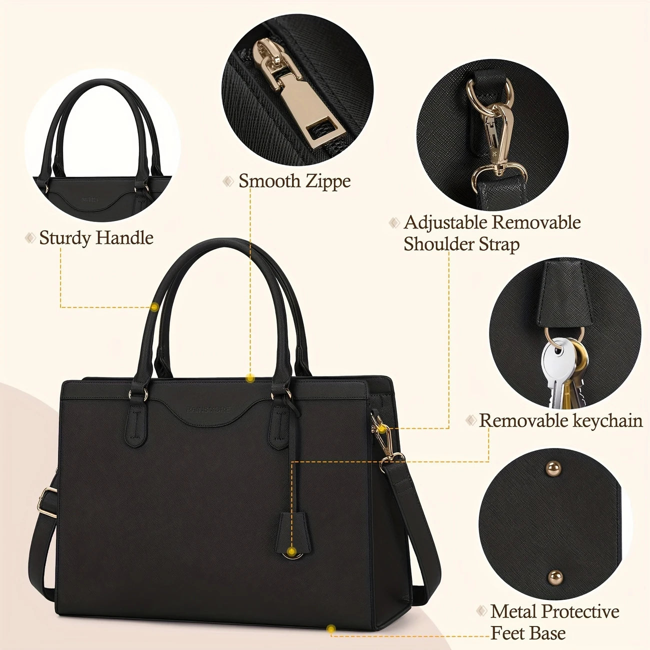 Material: Faux leather Closure: Zipper Feature: Removable-strap Brand: NUBILY Lining Description: Nylon Edge Paint: No Style: Casual Operation Instruction: Other Color: Black