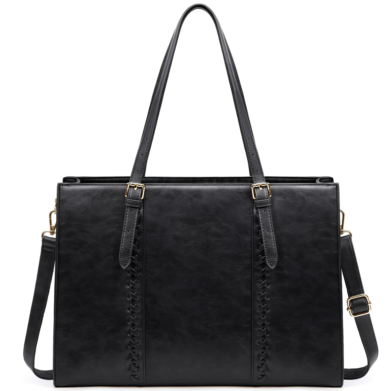 Waterproof PU Leather Laptop Tote Bag for Women - 15.6 Inch, Lightweight Business Office Briefcase