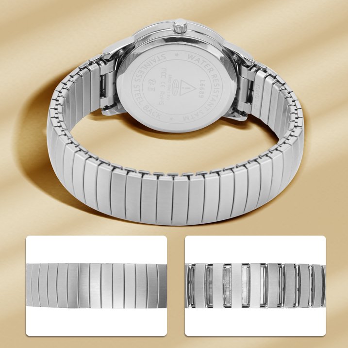 Watches for Men Analog Quartz Watches with Stainless Steel Expansion Band, Waterproof Watches Father's Day Gifts for men