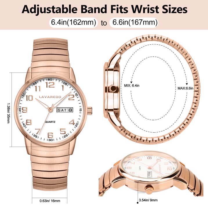 Watches for Men Analog Quartz Watches with Stainless Steel Expansion Band, Waterproof Watches Father's Day Gifts for men