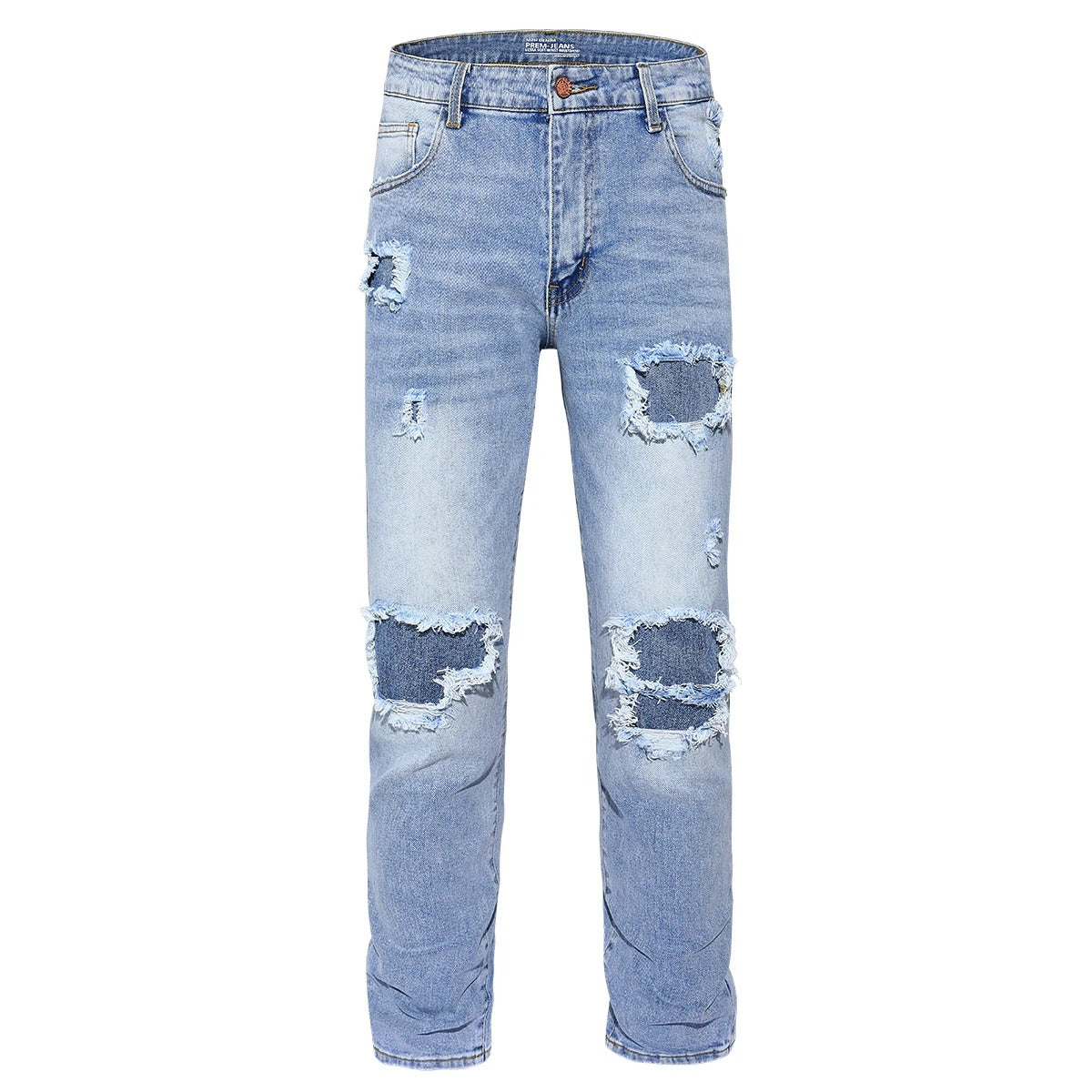 Men’s Light Blue Ripped Stretch Slim Fit Jeans
