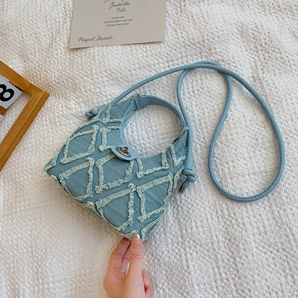 Quilted Raw Hem Mini Crossbody Bag