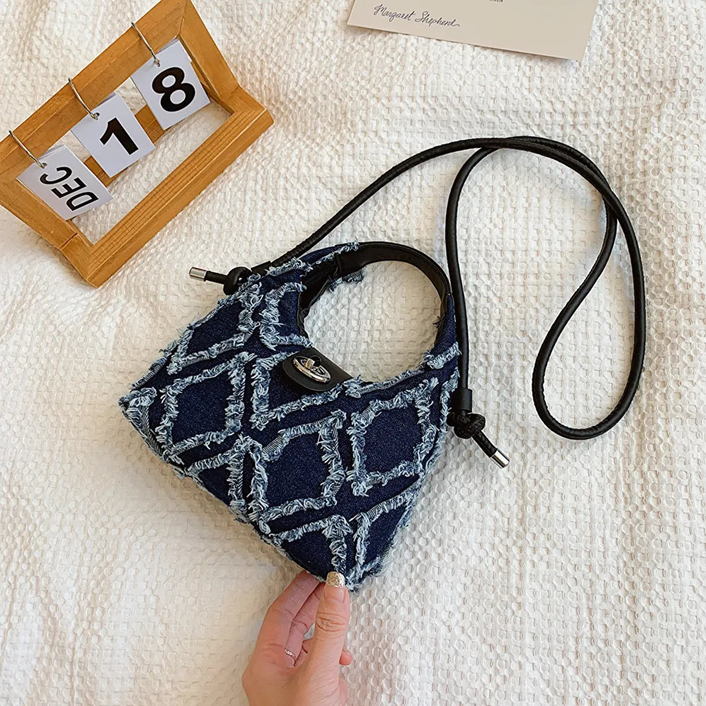 Quilted Raw Hem Mini Crossbody Bag