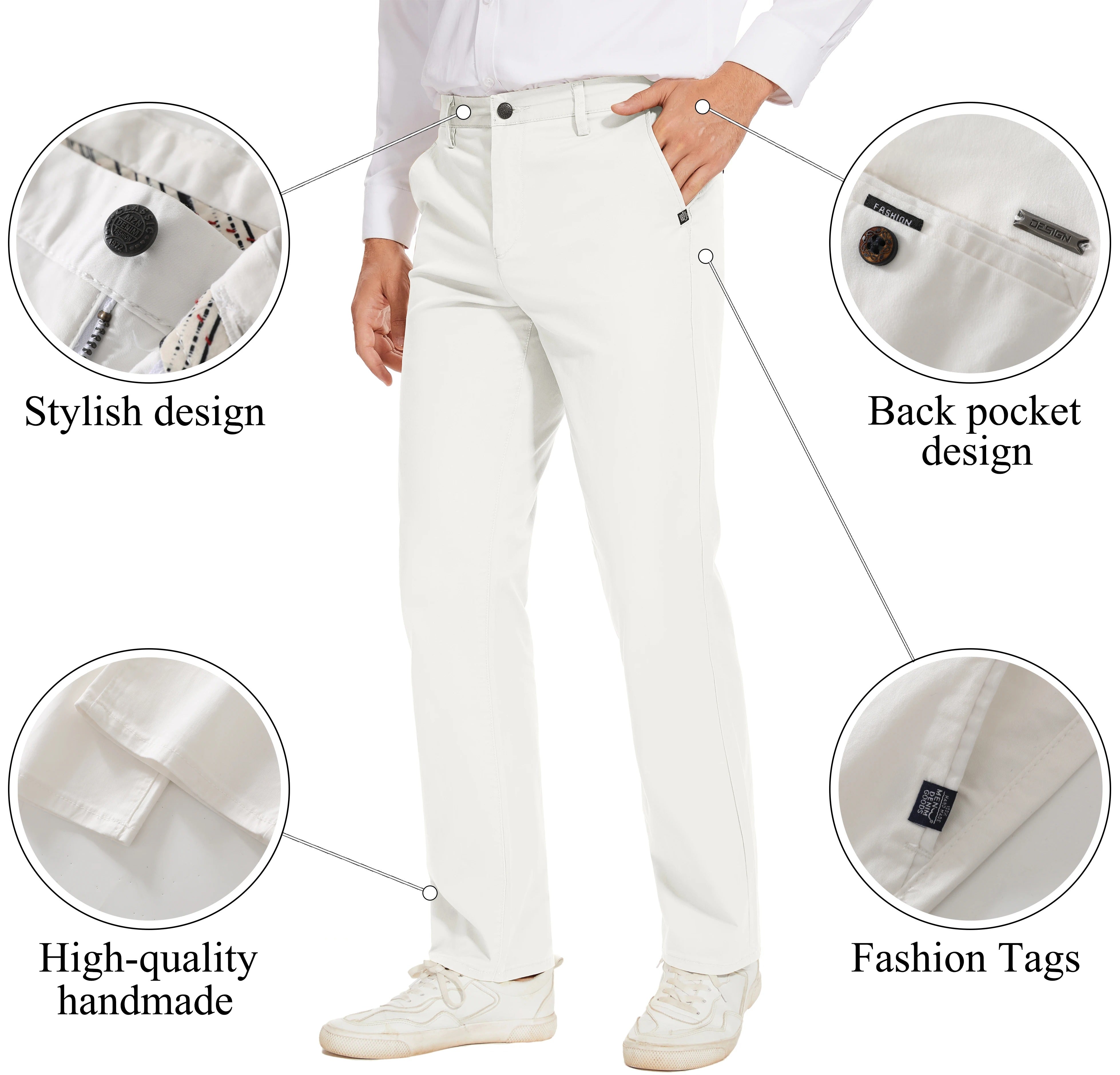Men’s Classic White Cotton Chino Pants