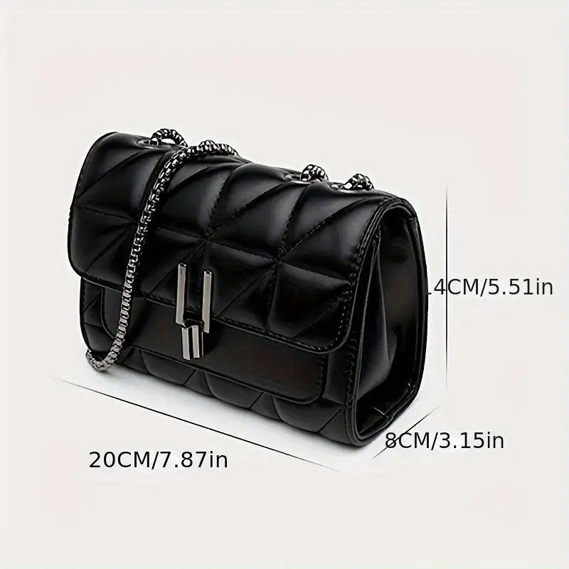 Black Faux Leather Shoulder Bag