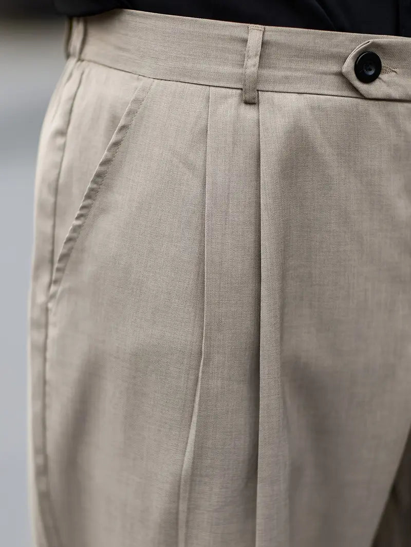 Men'S Elegant Polyester Wide Leg Trousers