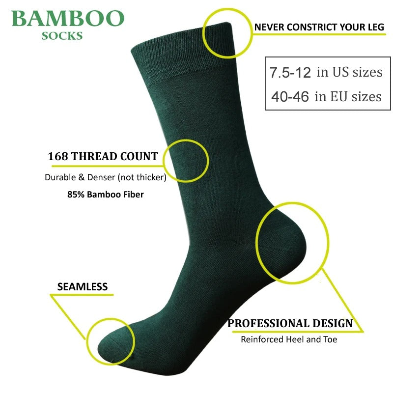 Match-Up Men’s Bamboo Green Dress Socks – 6 Pairs