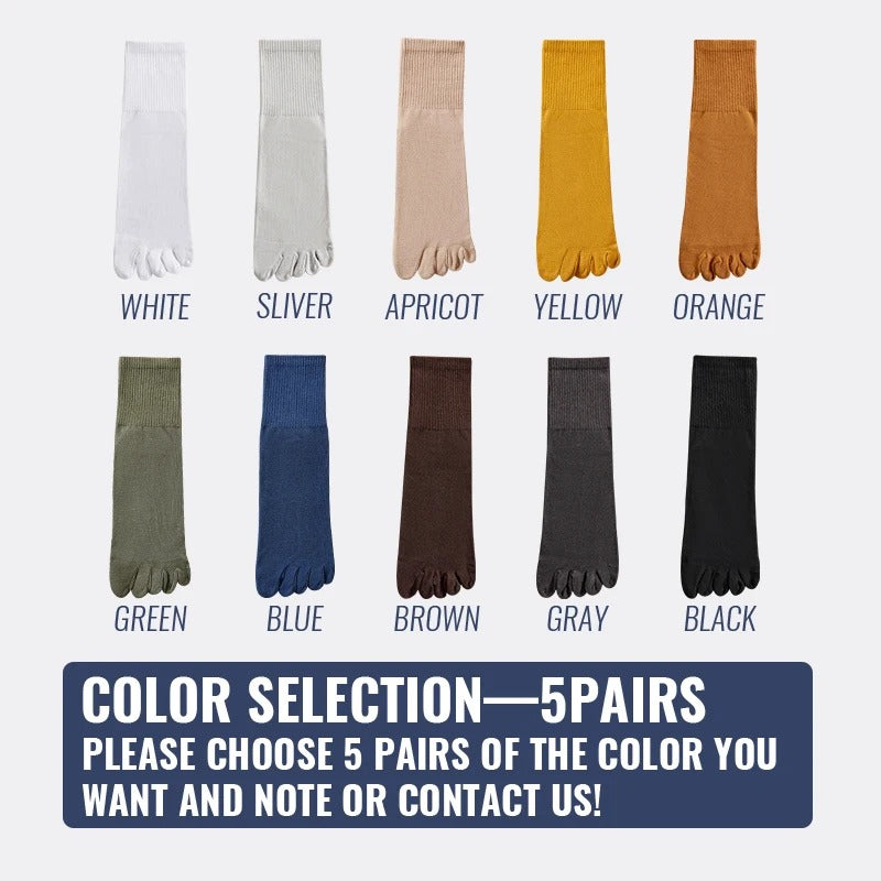 Men’s Five-Finger Cotton Long Socks – 5 Pairs