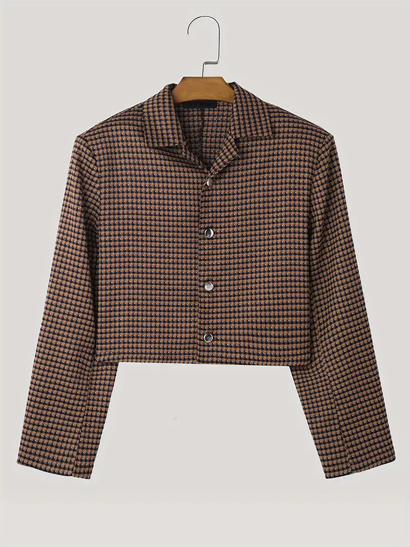 Polyester Men's Vintage Checkered Blazer
