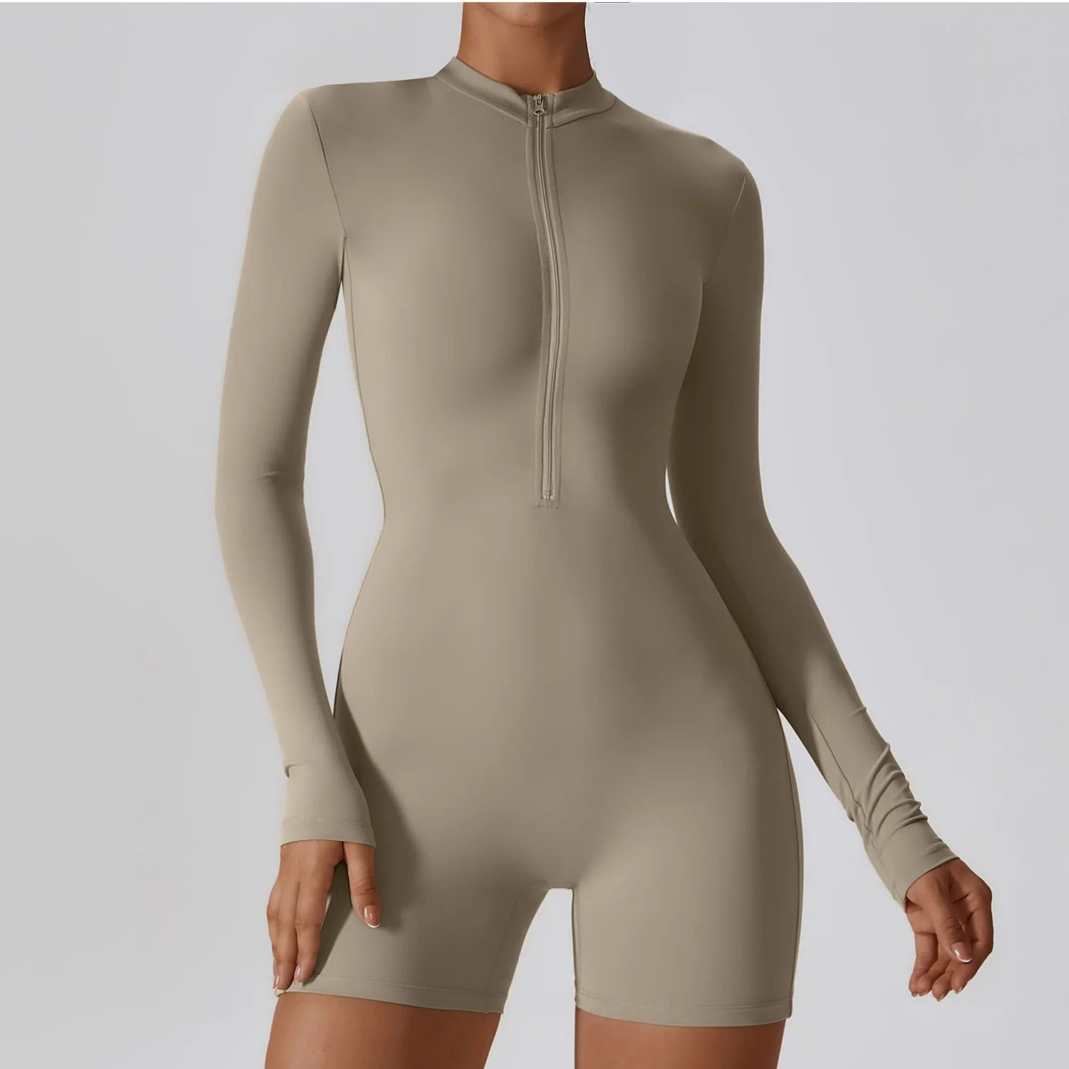 Women's Zipper Long Sleeve Workout Jumpsuit
