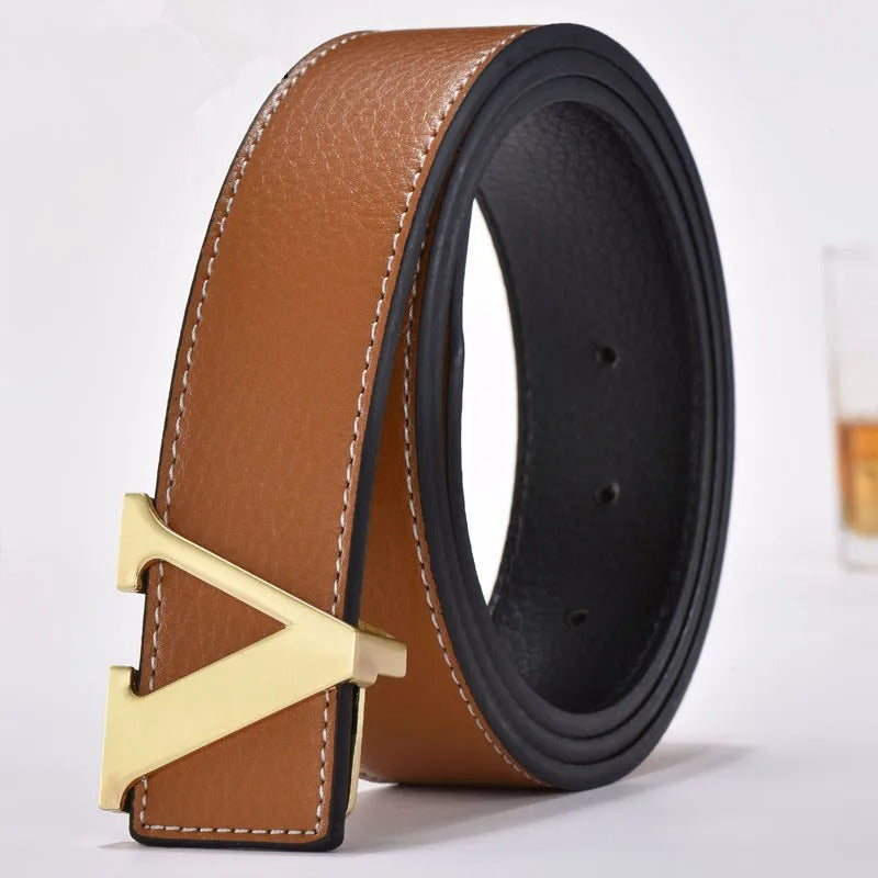 Fashion Belt with Letter V Buckle 125cm