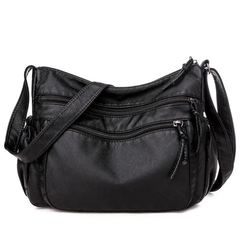 Washed Leather Retro Shoulder Bag