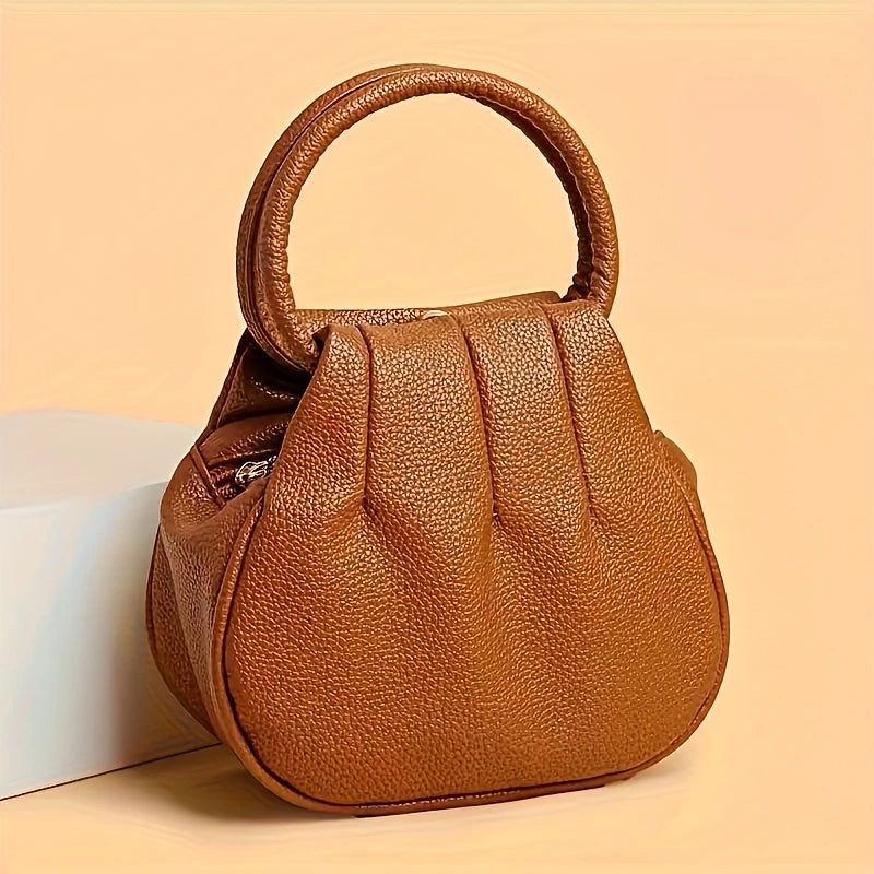 Compact Round Crossbody Bag with Zipper Closure