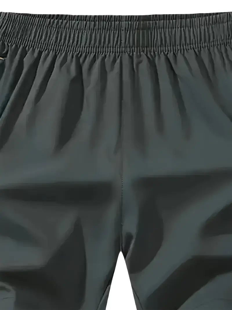 Men's Olive Green Athletic Shorts with Zipper Pockets