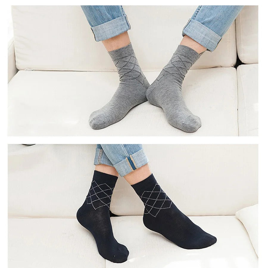 Men’s Striped Cotton Dress Socks – 5 Pairs