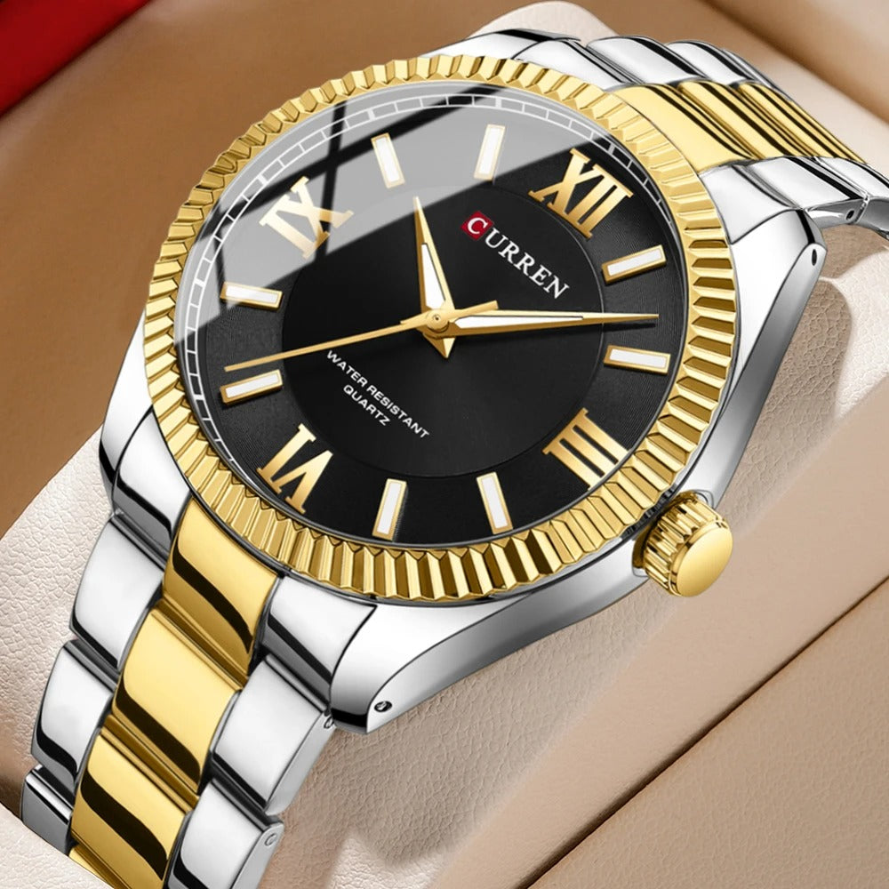 Men's Stainless Steel Quartz Watch – Luminous & Waterproof