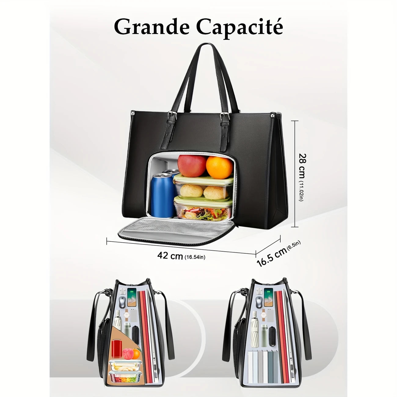 Women, High Quality Work Purse with Leak-Proof Lunch Compartment, Suitable for Office, Business