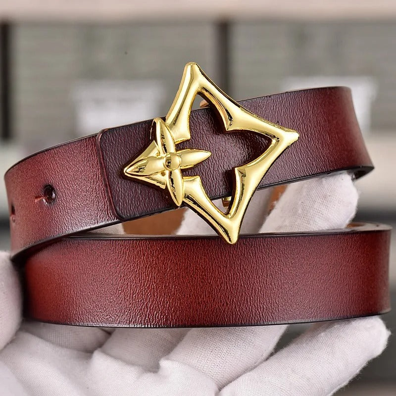 Women’s Classic Vintage Belt with Gold Buckle – 105cm