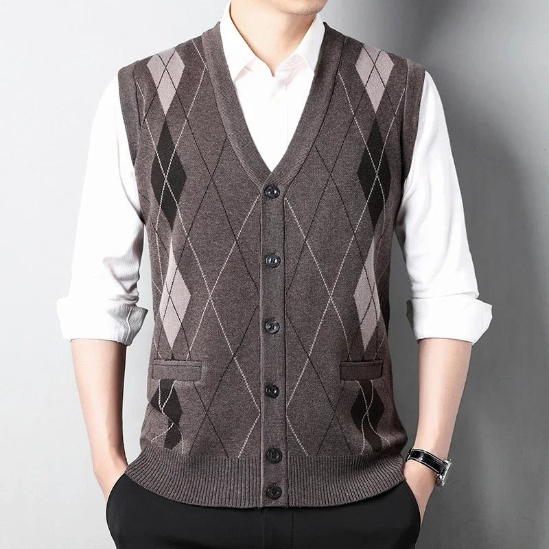 Men's Thick Knit V-Neck Sweater Vest