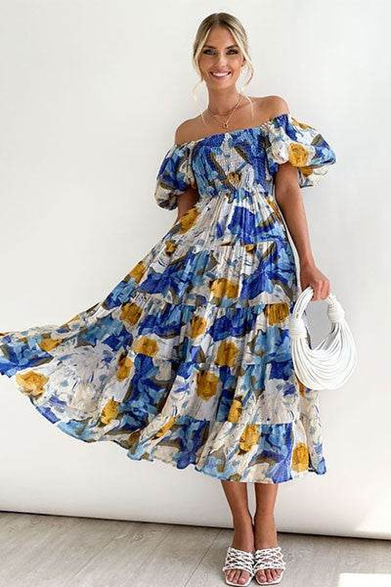 Women'S Dress off Shoulder High Waist Dress