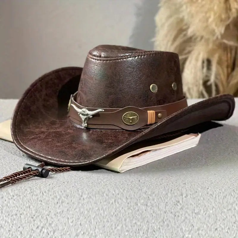 Authentic Western Cowboy Hat with Rivet Belt