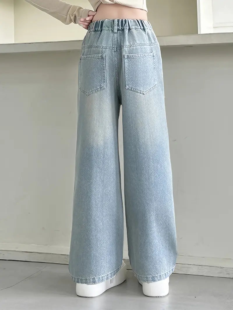 Trendy Y2K Ripped Straight-Leg Jeans