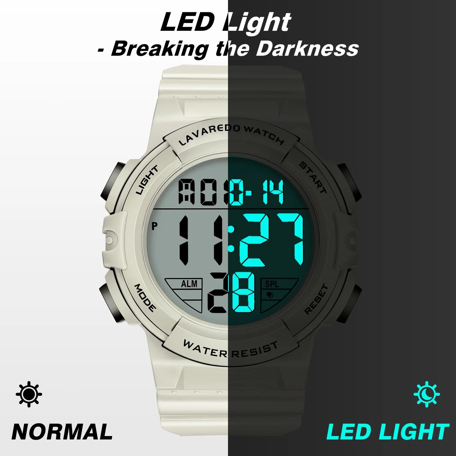 Men's Digital Sports Watch With Stopwatch/Alarm/Dual Time/ LED Backlight Outdoor Sports Waterproof Watch PU Strap Gifts for Man