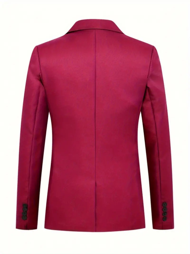 The Slim Fit Single-Breasted Lapel Single-Row One-Button Fashion Blazer Burgundy