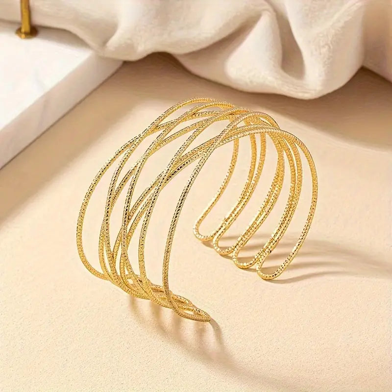 Simple Elegant Geometric Open Cuff Bracelet for Women