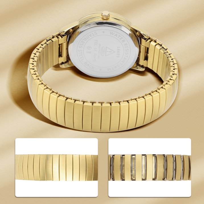 Watches for Men Analog Quartz Watches with Stainless Steel Expansion Band, Waterproof Watches Father's Day Gifts for men