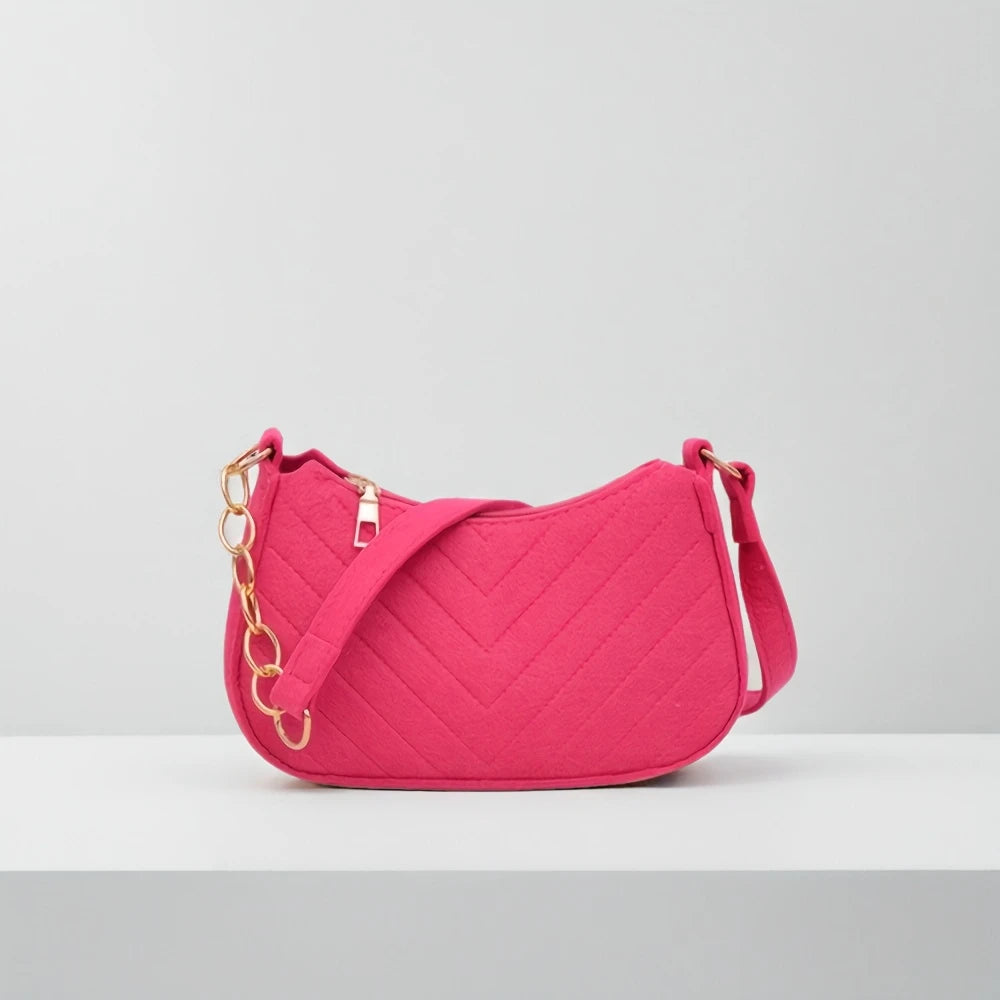 Women's Faux Fur Ball Embellished Shoulder Bag