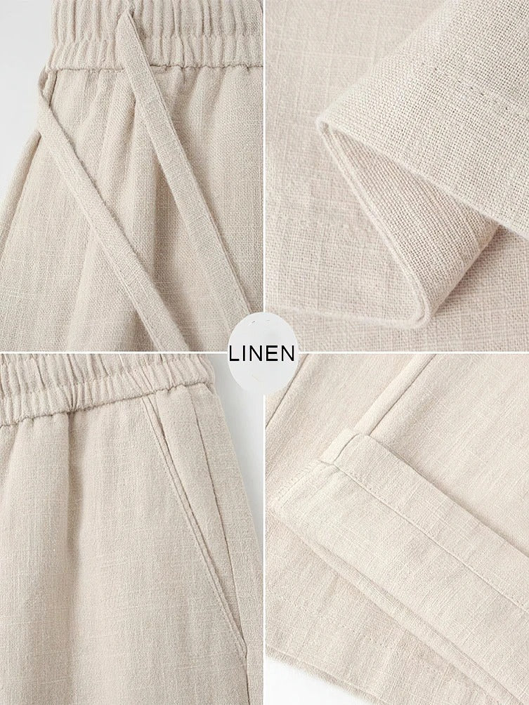 Men's Cotton Linen Wide-Leg Trousers
