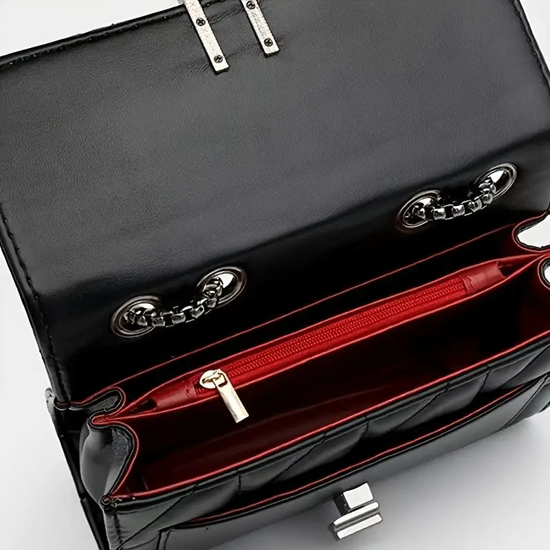 Black Faux Leather Shoulder Bag