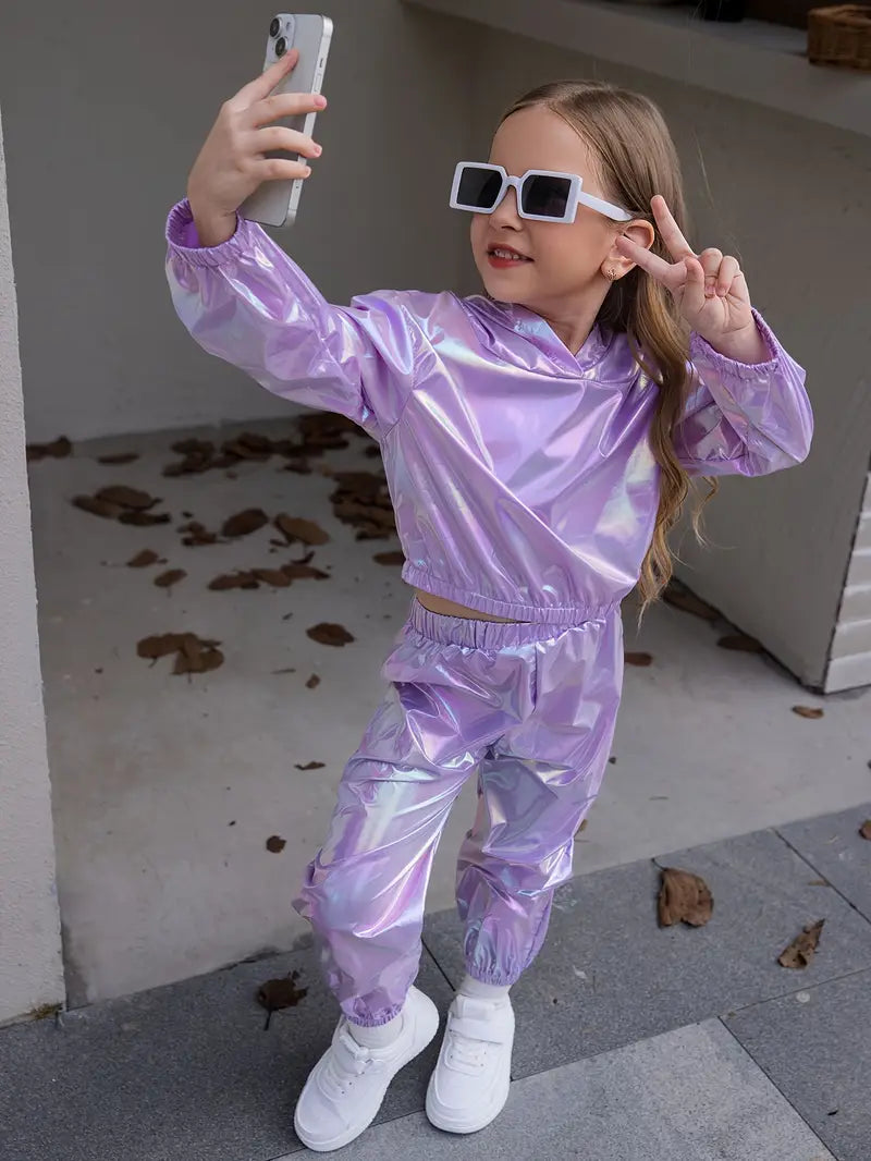 Girls' Long Pants Suit Two-piece Set